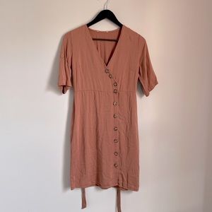 Mauve Tortoise Shell Button Dress